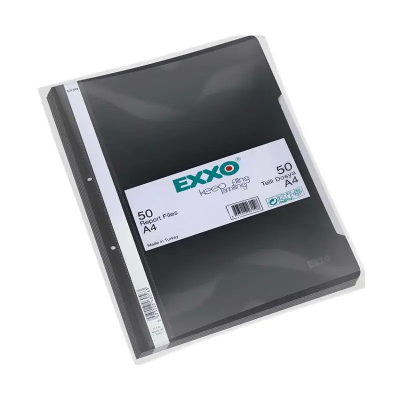 Exxo TT110 Plastik Telli Dosya A4 Siyah x 50 Li Paket
