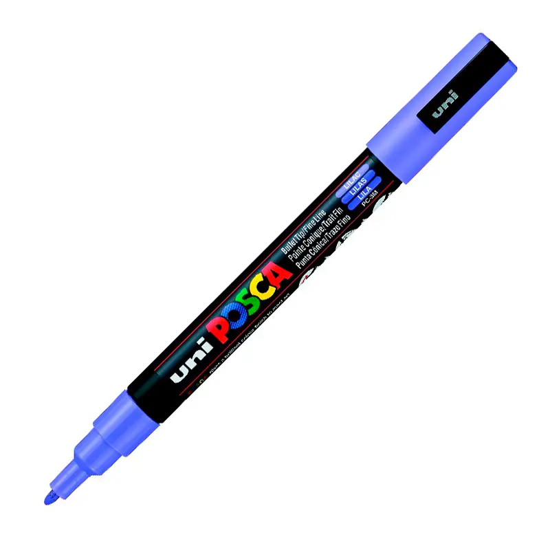 Uni-Ball PC-3M Posca Su Bazlı Poster Markörü 0.9-1.3mm Leylak 6 Lı Kutu