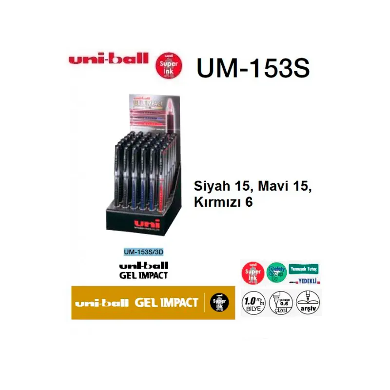 Uni-Ball Gel Impact İmza Kalemi Roller Kalem 1.0mm 36 Lı Set