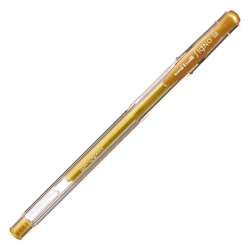 Uni-Ball UM-100 Signo Fine Jel Roller Kalem Bilye Uç 0.8mm Altın 12 Li Kutu