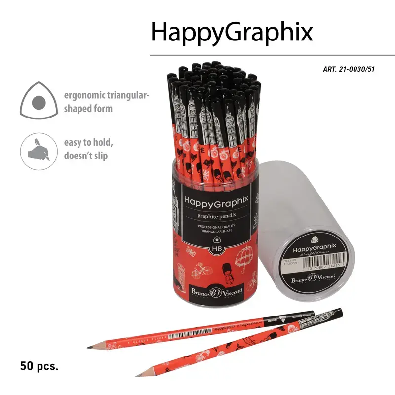 Bruno Visconti Happygraphix Romantik Londra Kurşun Kalem HB x 50 Li Paket